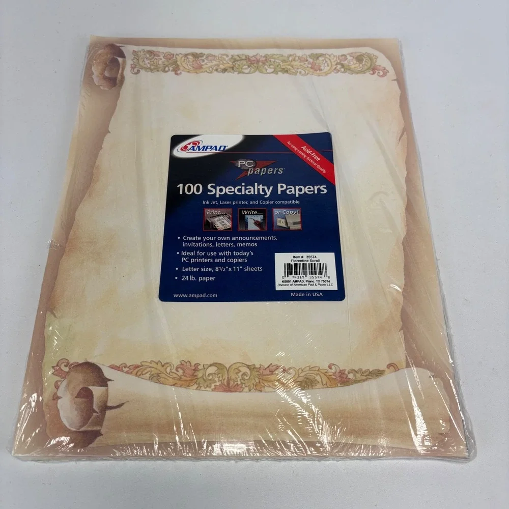 Ampad Specialty Paper Bundle 8.5x11 Scroll Stars Certificate Stationery